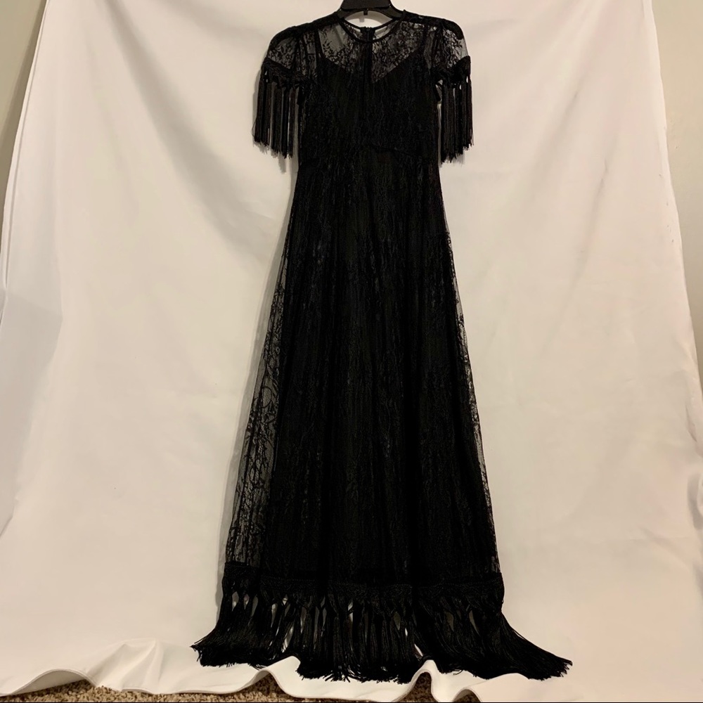 Flapper 1920s Black Fringe/Lace Dress